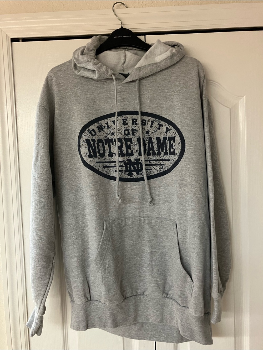 Notre Dame Fightin Irish Gray MV Sport Hooded Sweatshirt Mens Size Large